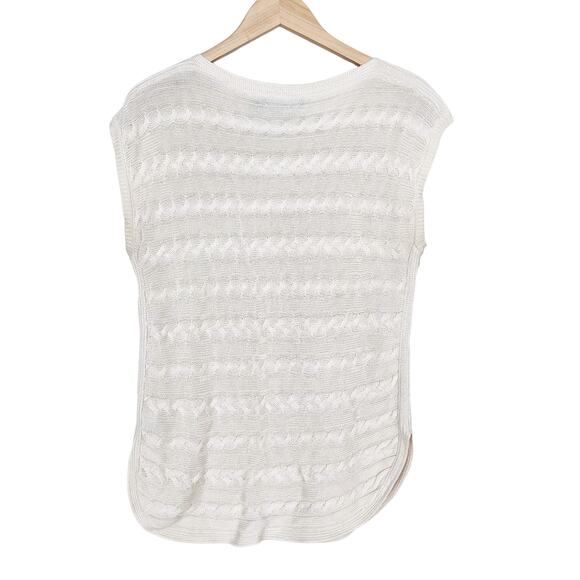 Lauren Ralph Lauren Cream Cable Knit Cap Sleeve Sweater Sz M - Picture 1 of 5